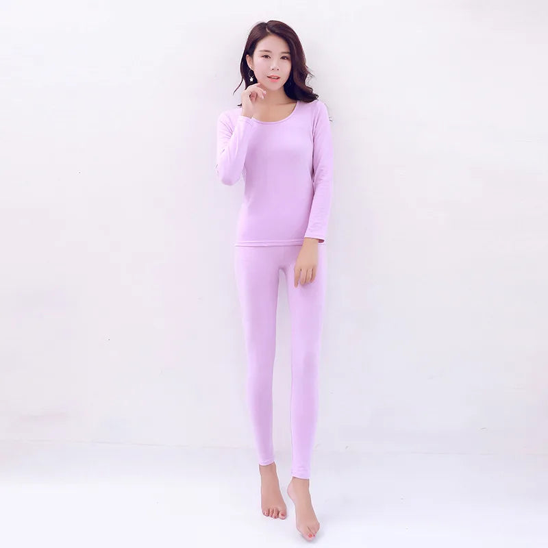Women's Thermal Underwear Plus Size Woman Winter Autumn Warm Clothes Sleepwear Elastic Sets Seamless Long Johns Top & Bottom Set