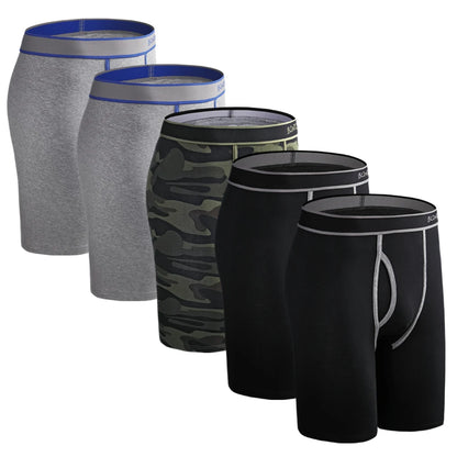 BONITOS 5-pack Långa Boxershorts – Kamouflage, Gylf, Bekväm Passform, S–XXL