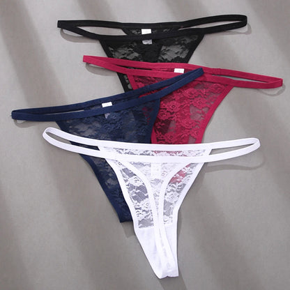 Women Lace Panties Thongs Girls M-XL Intimates Lingerie Female Low Rise G-String Transparent Underwear Hollow Out T-Back Bikini