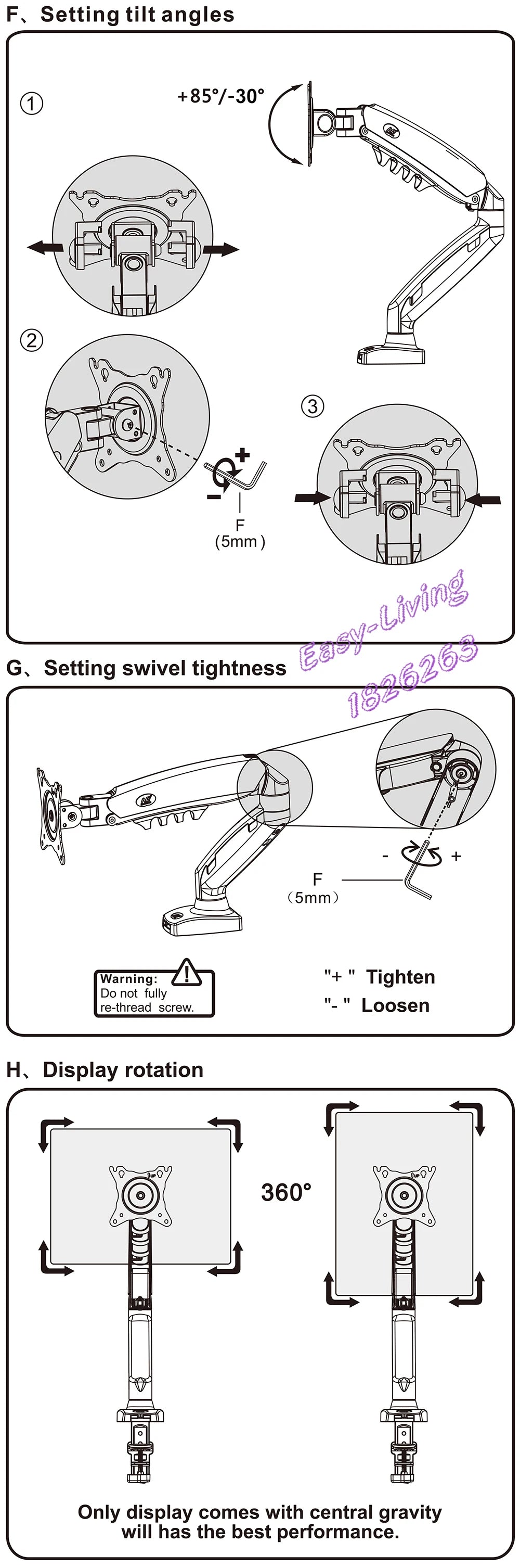 NB NORTH BAYOU F80 A5 Desktop Gas Spring 17-30" LCD LED Monitor Holder Mount Arm Full Motion Display Stand Loading 2-9 Kgs