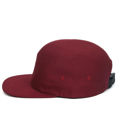 DongKing 5 Panel Cap Short Brim Hat Flat Bill Cotton Blank Camping Hats Solid Colors Low Crown Classic Adjustable