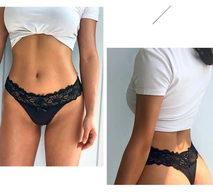 Meet'r Dam Spets G-String Thong – Låg Midja Broderi Andningsbar Lingerie, 4 Färger S–XL