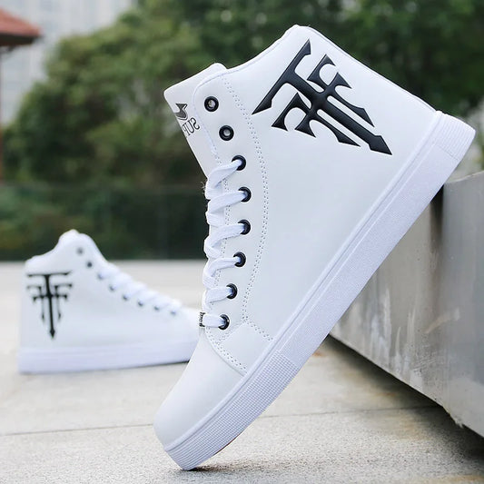 LINLING Herr High Top Skateskor – PU Canvas Meshfoder Gummisulä Vulkaniserad Casual Sport Vit Grön Svart Strl 39–44