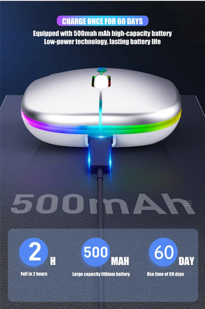 LED Wireless Mouse USB Rechargeable Bluetooth-compatible RGB Mouse Silent Ergonomic Mouse With Backlight For Laptop PC ipad