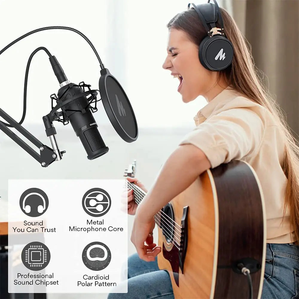 MAONO PM320S XLR Condenser Microphone Kit Professional Cardioid Vocal Studio Recording Mic for Streaming Voice Over Home-Studio
