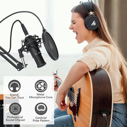 MAONO PM320S XLR Condenser Microphone Kit Professional Cardioid Vocal Studio Recording Mic for Streaming Voice Over Home-Studio
