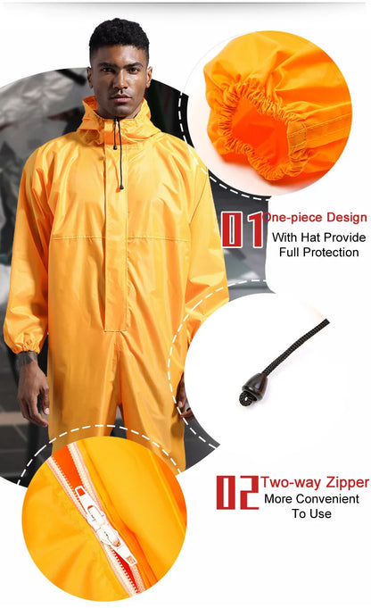 Waterproof One-Piece Overalls With Hood Oil-Resistant Work Safety Clothing Coverall For Sparying Painting Factory Clothes