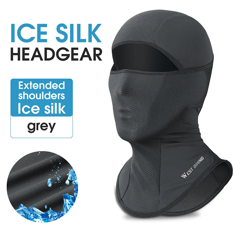 WEST BIKING Cool Men's Hat Summer Anti-UV Full Face Cover Motorcycle Balaclava Ice Silk Breathable Bike Helmet Mask Cycling Caps