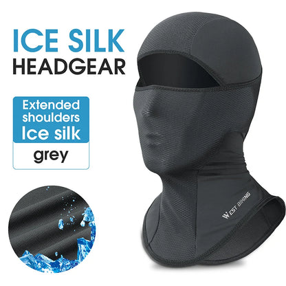 WEST BIKING Cool Men's Hat Summer Anti-UV Full Face Cover Motorcycle Balaclava Ice Silk Breathable Bike Helmet Mask Cycling Caps