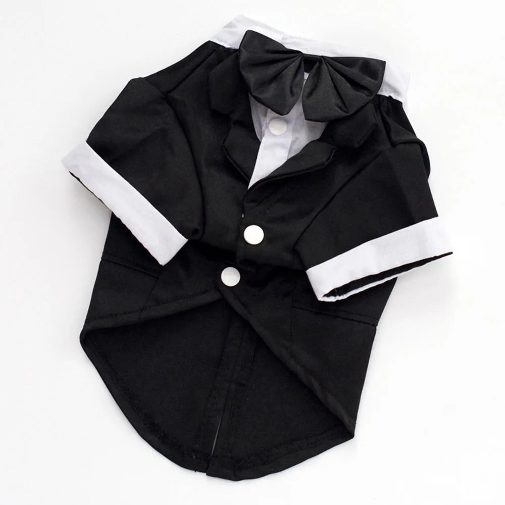 Dog Suit with Bow Tie Pet Tuxedo for Small Dogs Cats Formal Cat Clothes Puppy Outfits Pet Costume for Wedding Birthday Halloween
