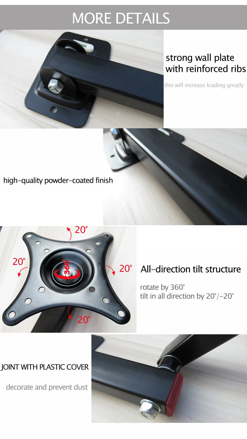LCD-153S Full Motion 10"-26" Flat Panel LED LCD Display TV Wall Mount Max.VESA 100*100mm Loading Monitor Holder Support