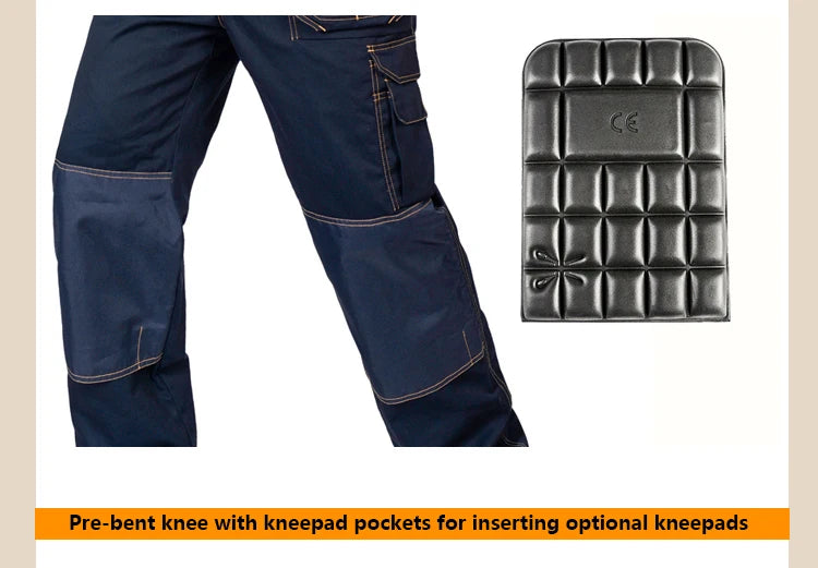 Multi Pocket Work Bib Overalls Men With Knee Pads Working Uniforms Repairman