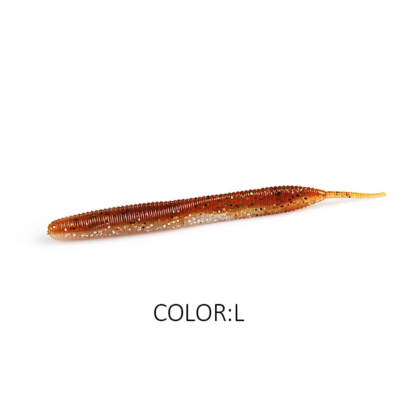 2019 new Supercontinent Needle-tailed straight worm now hot 100mm/10pcs Double Color Silicone Bait