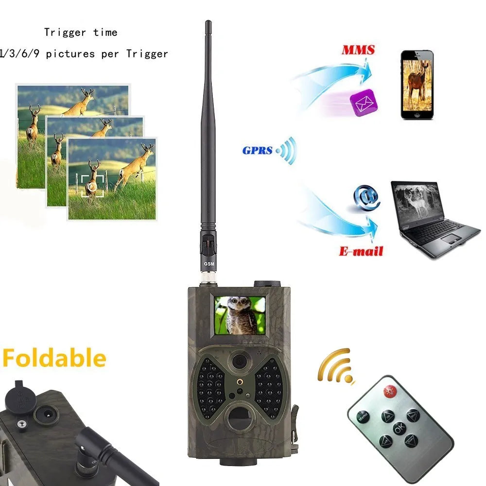 2G GSM MMS SMTP Hunting Trail Camera Cellular Mobile 16MP 1080P Photo Traps Wild Camera HC300M Wireless Wildlife Surveillance