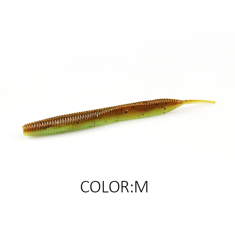 2019 new Supercontinent Needle-tailed straight worm now hot 100mm/10pcs Double Color Silicone Bait