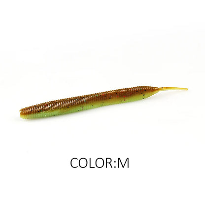 2019 new Supercontinent Needle-tailed straight worm now hot 100mm/10pcs Double Color Silicone Bait
