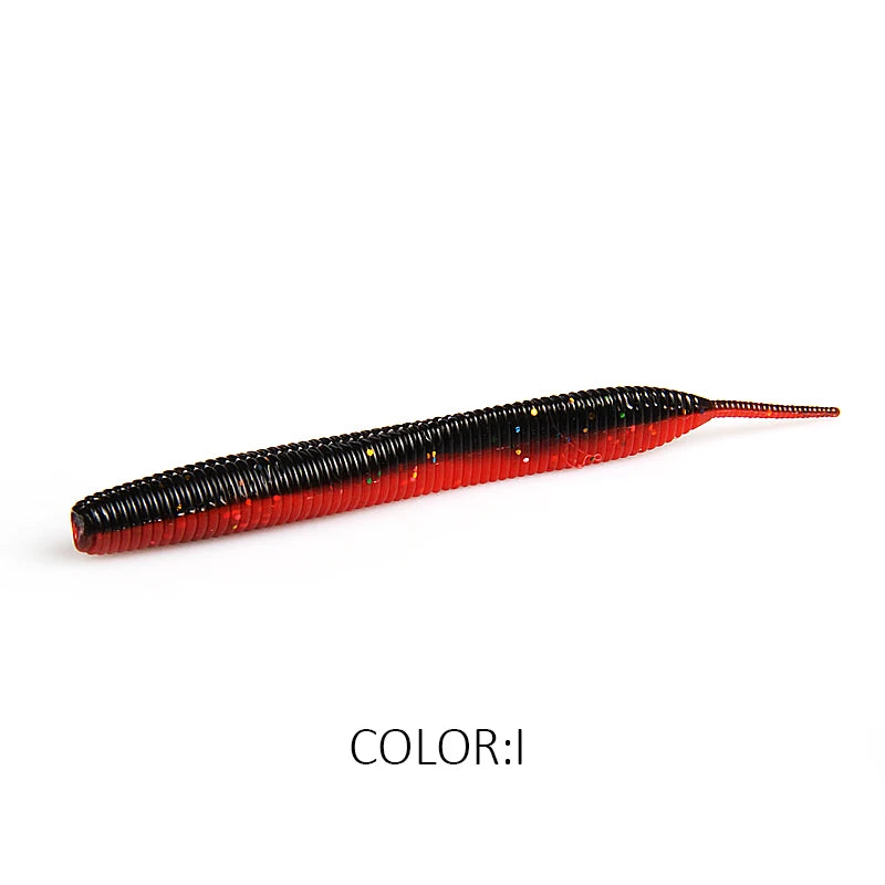 2019 new Supercontinent Needle-tailed straight worm now hot 100mm/10pcs Double Color Silicone Bait