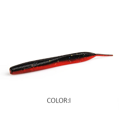 2019 new Supercontinent Needle-tailed straight worm now hot 100mm/10pcs Double Color Silicone Bait