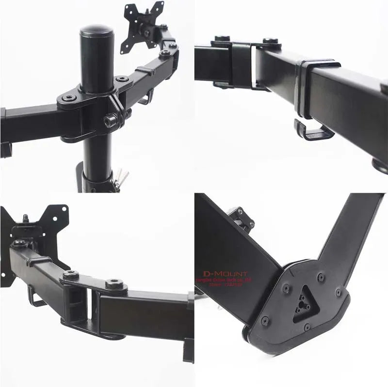 DL-MS02 Desktop Stand Full Motion 360 Degree Steel Dual Monitor Holder 10'-27' Clamp Base Monitor Mount Arm Loading 9.9kgs