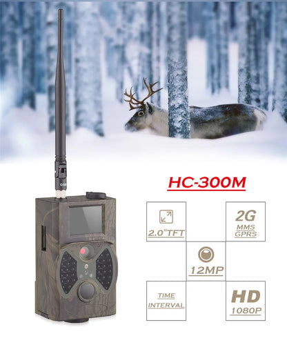 2G GSM MMS SMTP Hunting Trail Camera Cellular Mobile 16MP 1080P Photo Traps Wild Camera HC300M Wireless Wildlife Surveillance