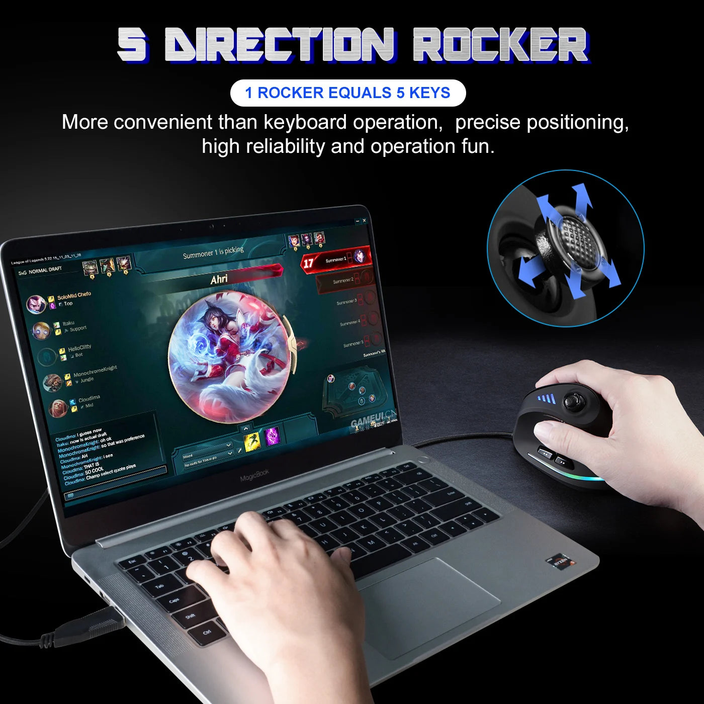 ZELOTES C18 Wired Mouse Vertical Ergonomic Mouse RGB Joysticks Programmable Laser Gaming Mice 10000 DPI For PC Computer Gamer