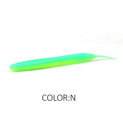 2019 new Supercontinent Needle-tailed straight worm now hot 100mm/10pcs Double Color Silicone Bait