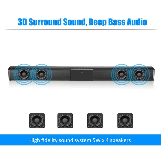 20W Bluetooth Soundbar för TV och PC – Trådlös och kabelansluten