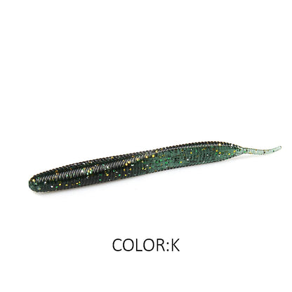 2019 new Supercontinent Needle-tailed straight worm now hot 100mm/10pcs Double Color Silicone Bait