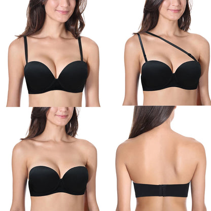 Hot Sexy Women Wedding Multiway Bralette Add 2 Cup Supper Padded Push Up Bra Strapless Bra Underwear Size 32 34 36 38 40 A B C D