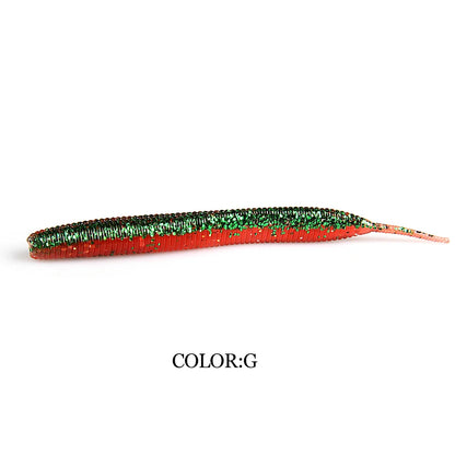2019 new Supercontinent Needle-tailed straight worm now hot 100mm/10pcs Double Color Silicone Bait