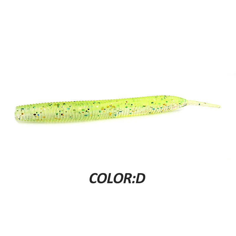 2019 new Supercontinent Needle-tailed straight worm now hot 100mm/10pcs Double Color Silicone Bait