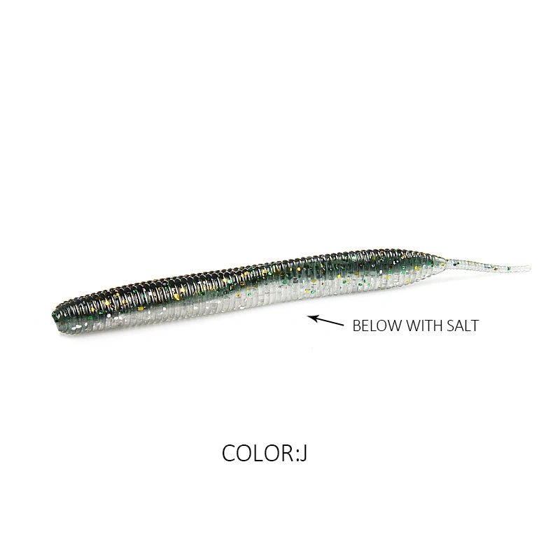 2019 new Supercontinent Needle-tailed straight worm now hot 100mm/10pcs Double Color Silicone Bait
