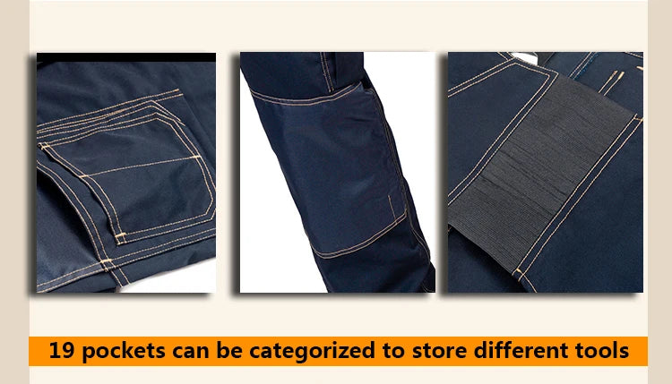 Multi Pocket Work Bib Overalls Men With Knee Pads Working Uniforms Repairman