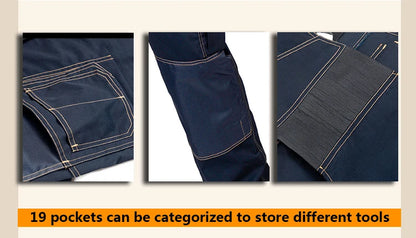 Multi Pocket Work Bib Overalls Men With Knee Pads Working Uniforms Repairman