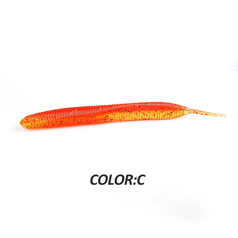 2019 new Supercontinent Needle-tailed straight worm now hot 100mm/10pcs Double Color Silicone Bait
