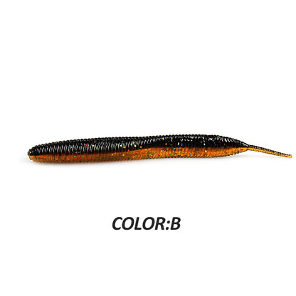 2019 new Supercontinent Needle-tailed straight worm now hot 100mm/10pcs Double Color Silicone Bait