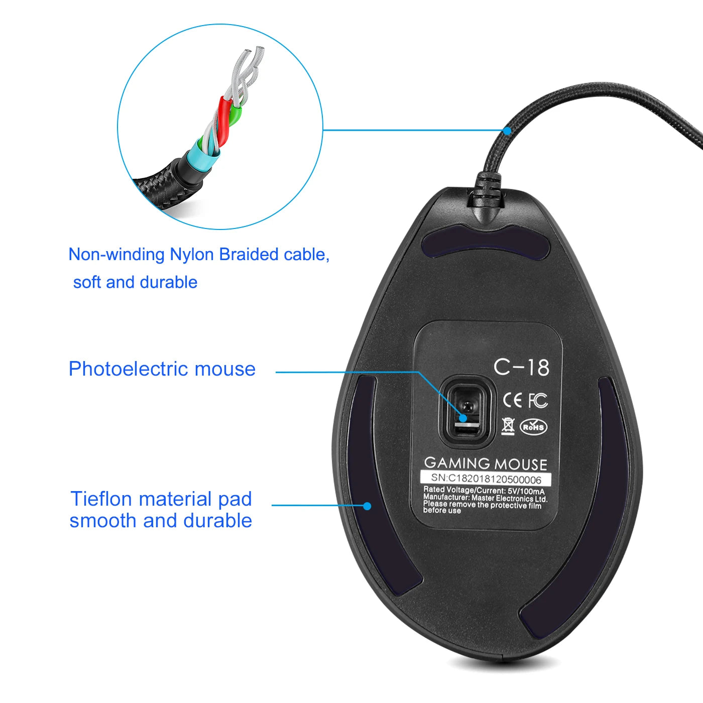 ZELOTES C18 Wired Mouse Vertical Ergonomic Mouse RGB Joysticks Programmable Laser Gaming Mice 10000 DPI For PC Computer Gamer