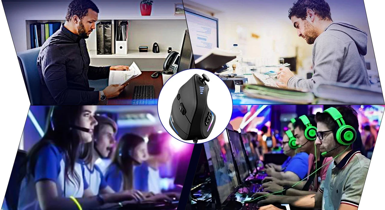 ZELOTES C18 Wired Mouse Vertical Ergonomic Mouse RGB Joysticks Programmable Laser Gaming Mice 10000 DPI For PC Computer Gamer
