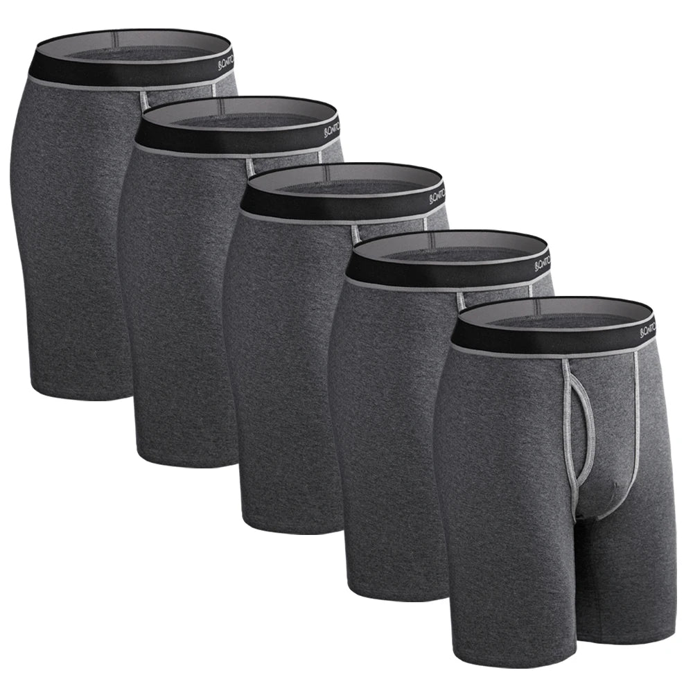 BONITOS 5-pack Långa Boxershorts – Kamouflage, Gylf, Bekväm Passform, S–XXL