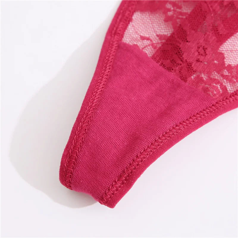 Women Lace Panties Thongs Girls M-XL Intimates Lingerie Female Low Rise G-String Transparent Underwear Hollow Out T-Back Bikini