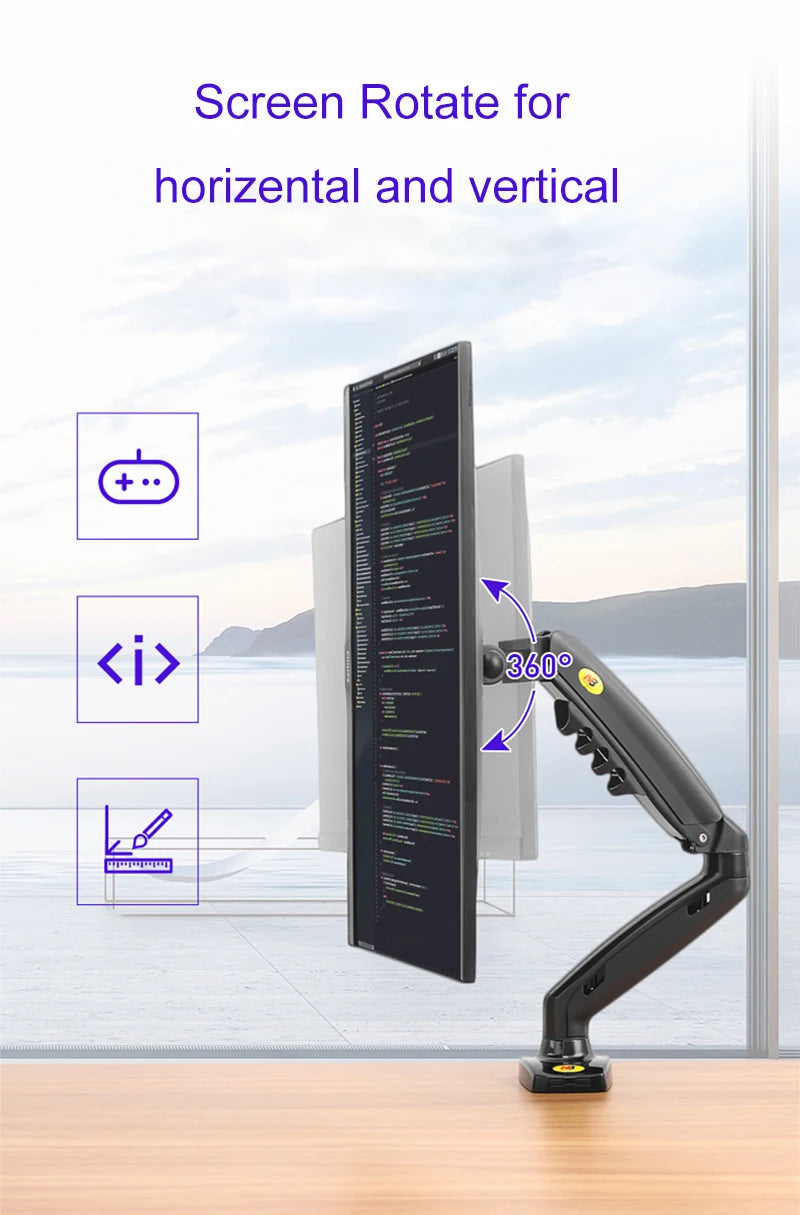 NB NORTH BAYOU F80 A5 Desktop Gas Spring 17-30" LCD LED Monitor Holder Mount Arm Full Motion Display Stand Loading 2-9 Kgs
