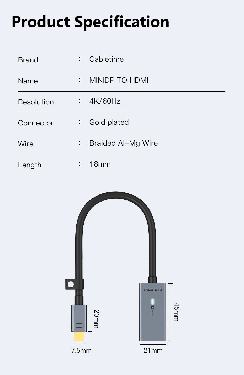 CABLETIME Mini Displayport till HDMI-adapter C315