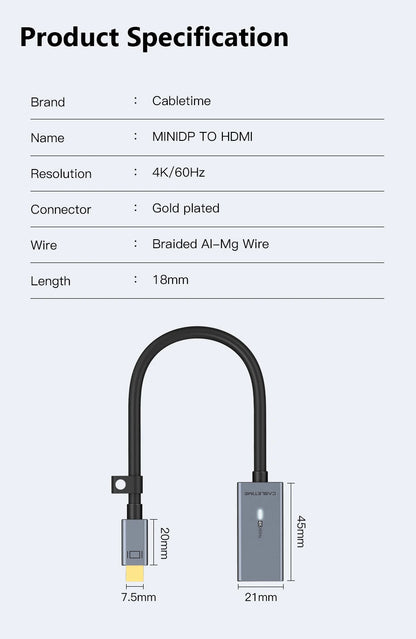 CABLETIME Mini Displayport till HDMI-adapter C315