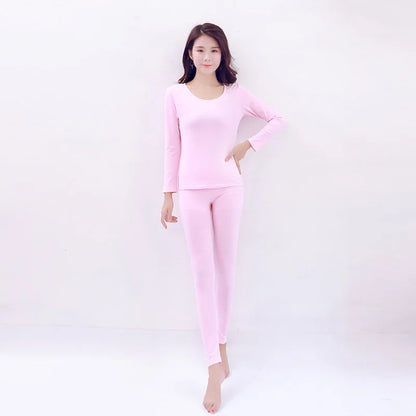 Women's Thermal Underwear Plus Size Woman Winter Autumn Warm Clothes Sleepwear Elastic Sets Seamless Long Johns Top & Bottom Set