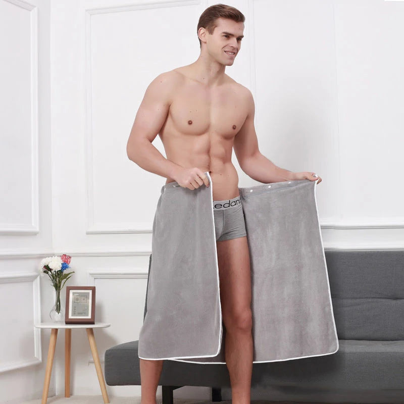 Men'S Coral Fleece Bath Skirt Is Anti-Empty And Can Wear Bath Towels For Soft And Absorbent Swimming And Bathing Bathrobe