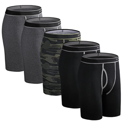 BONITOS 5-pack Långa Boxershorts – Kamouflage, Gylf, Bekväm Passform, S–XXL