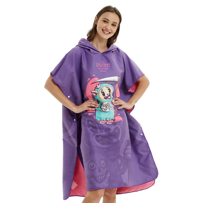 HOTMANGO Microfiber Poncho Towel Surf Beach Wetsuit Changing Towel Bath Robe with Hood,Watersports Activities,Adults Men Women