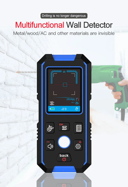 NOYAFA NF-518 Metal Detector Backlit Black AC Wood Stud Finder Cable Wires Depth Tracker Undeground Wall Scanner LCD HD Display