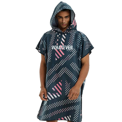 HOTMANGO Microfiber Poncho Towel Surf Beach Wetsuit Changing Towel Bath Robe with Hood,Watersports Activities,Adults Men Women