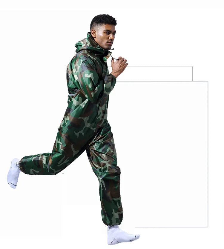 Waterproof One-Piece Overalls With Hood Oil-Resistant Work Safety Clothing Coverall For Sparying Painting Factory Clothes